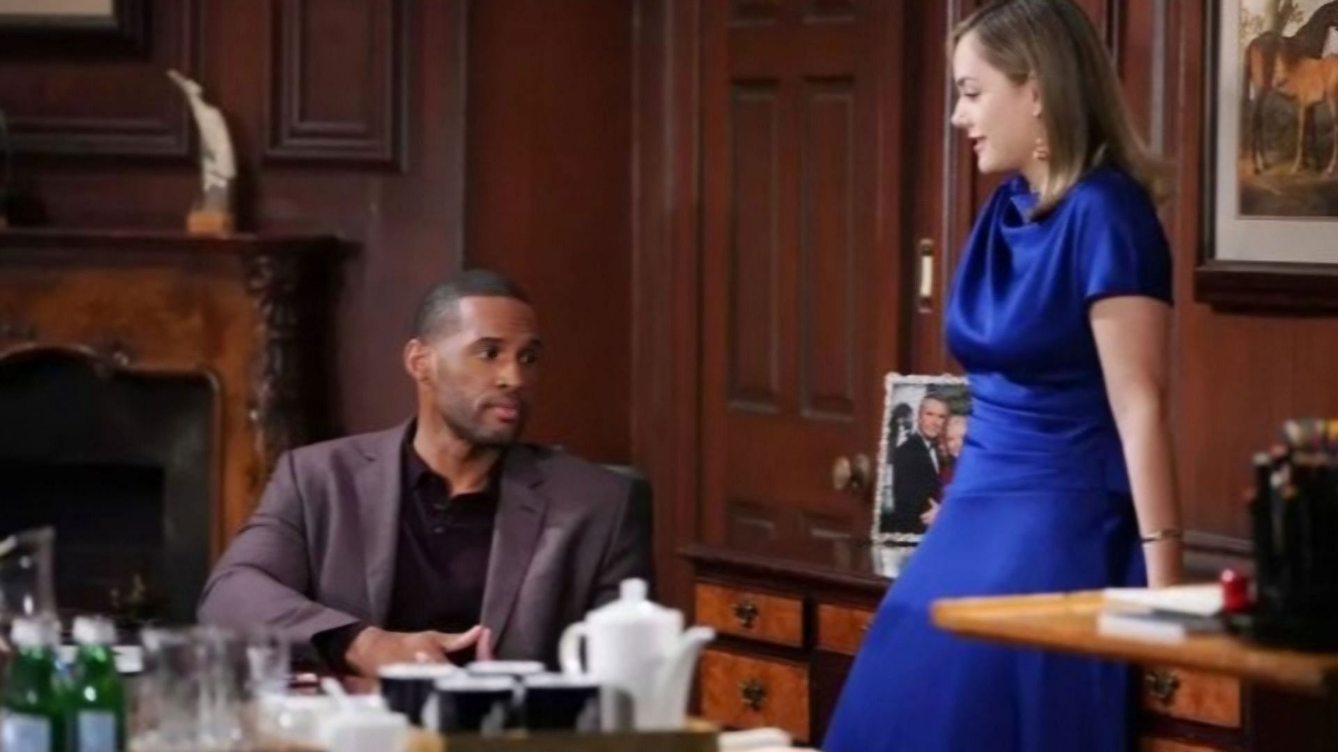 Carter Walton and Hope Logan at Forrester Creations in a still from The Bold and the Beautiful (Image via CBS)