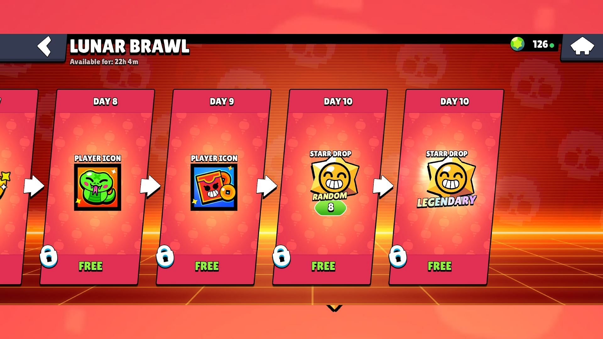 Top rewards in the Brawl Stars Lunar Brawl pack (Image via Supercell)