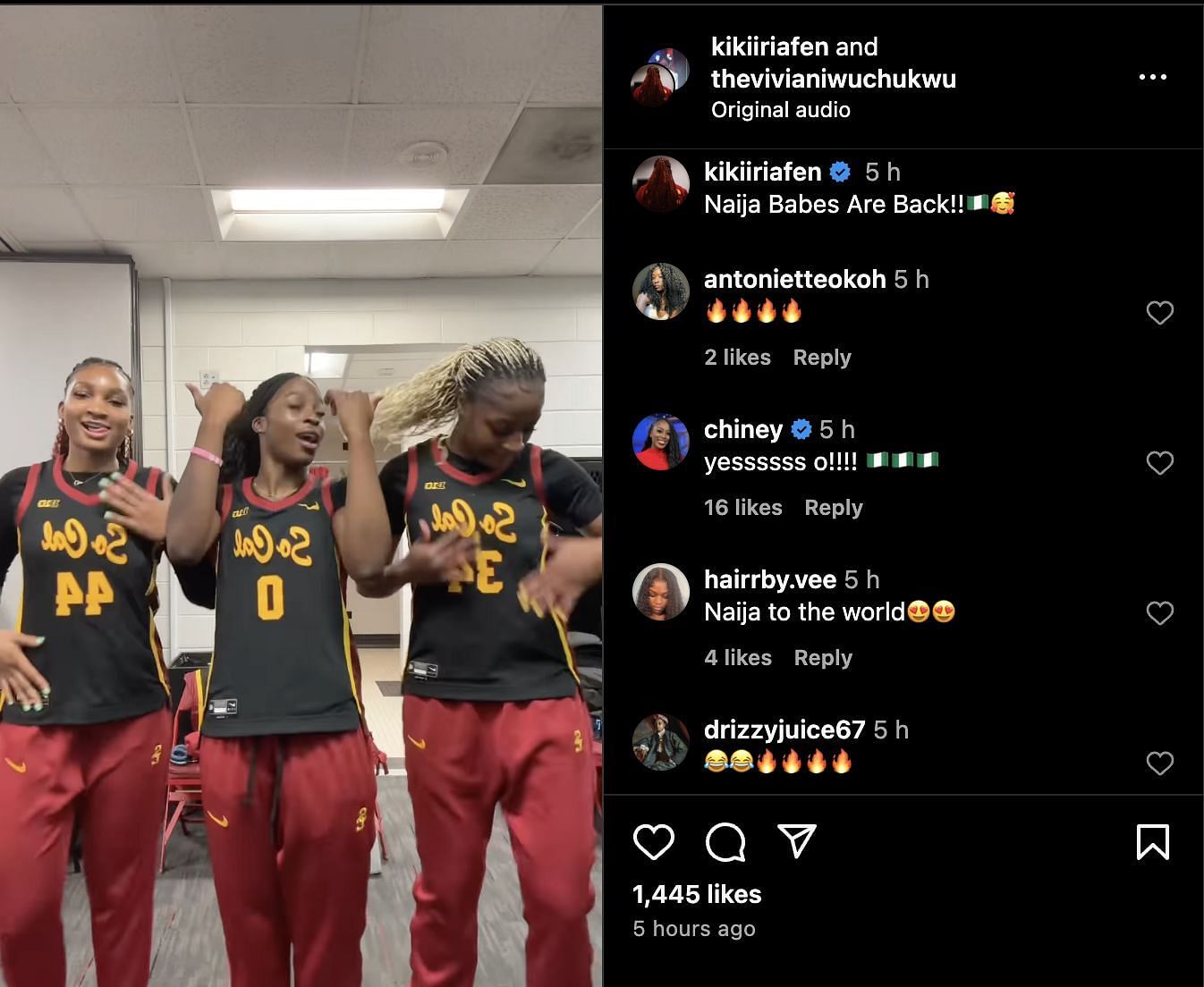 Chiney&#039;s comment (Credits: Instagram/@kikiiriafen)