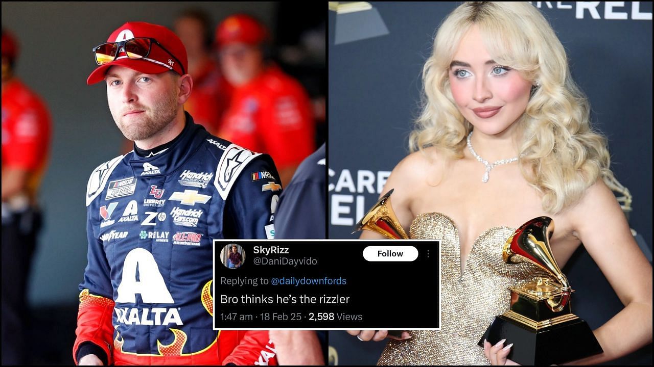 In Picture: William Byron and Sabrina Carpenter. Credit: Imagn. Fan reaction by: x.com/DanyDayVido