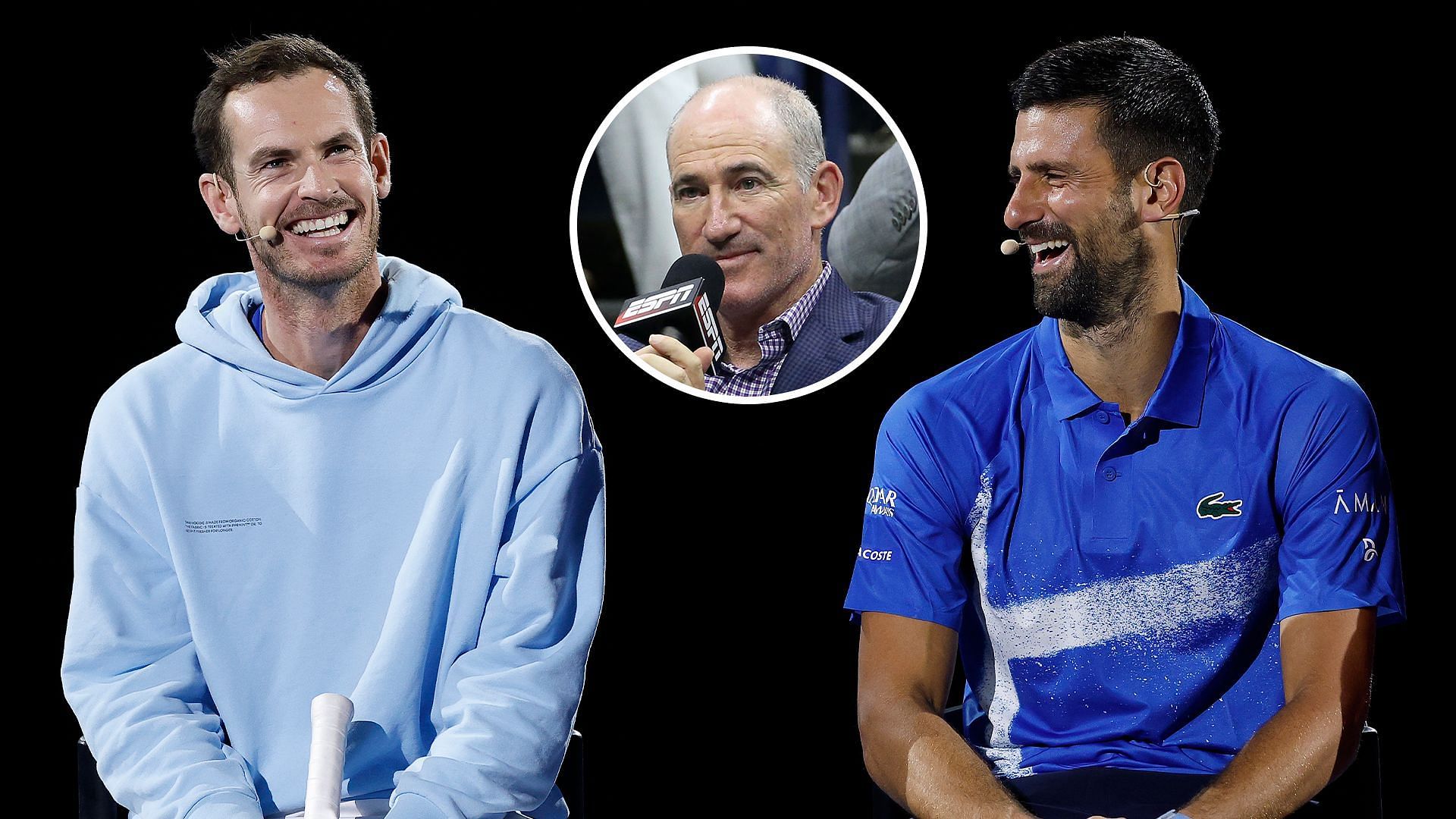 Novak Djokovic and Andy Murray, Brad Gilbert (in circle) - Source: Getty