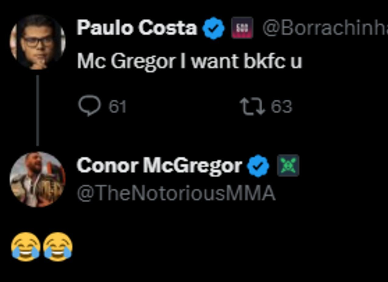 Costa and McGregor&#039;s comments [Screenshot courtesy: @BorrachinhaMMA on X]