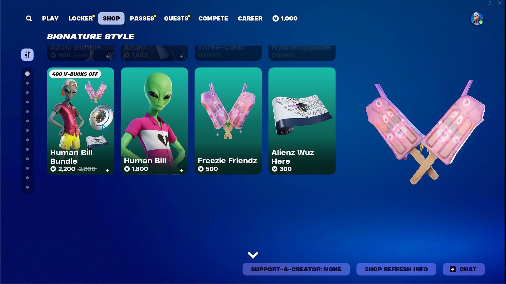 The Human Bill skin in Fortnite can be purchased separately (Image via Epic Games)