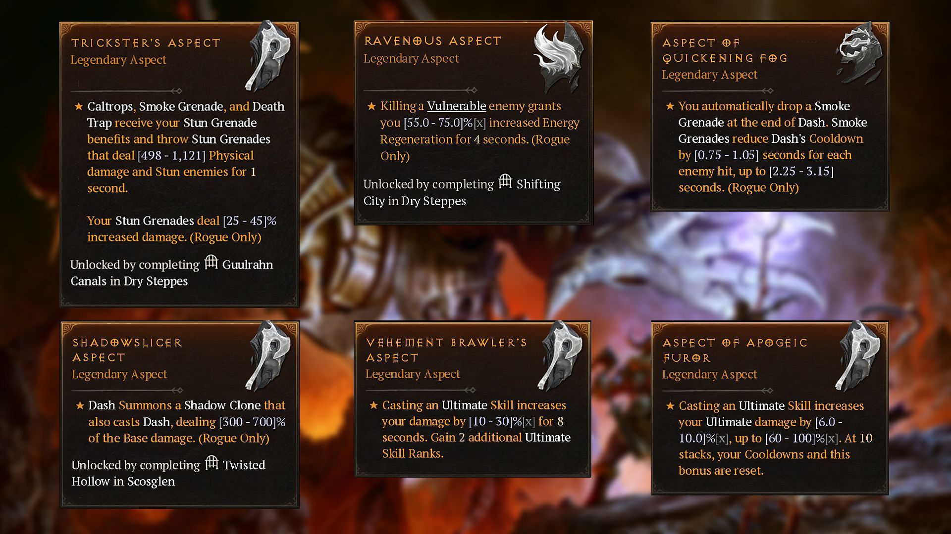 Aspects for gear (Image via Blizzard Entertainment)