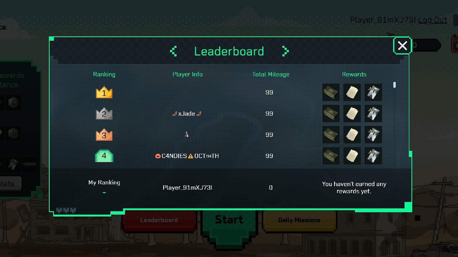 Leaderboard and some of the rewards from Flappy Hawk Web Event (Image via TiMi Studio Group)