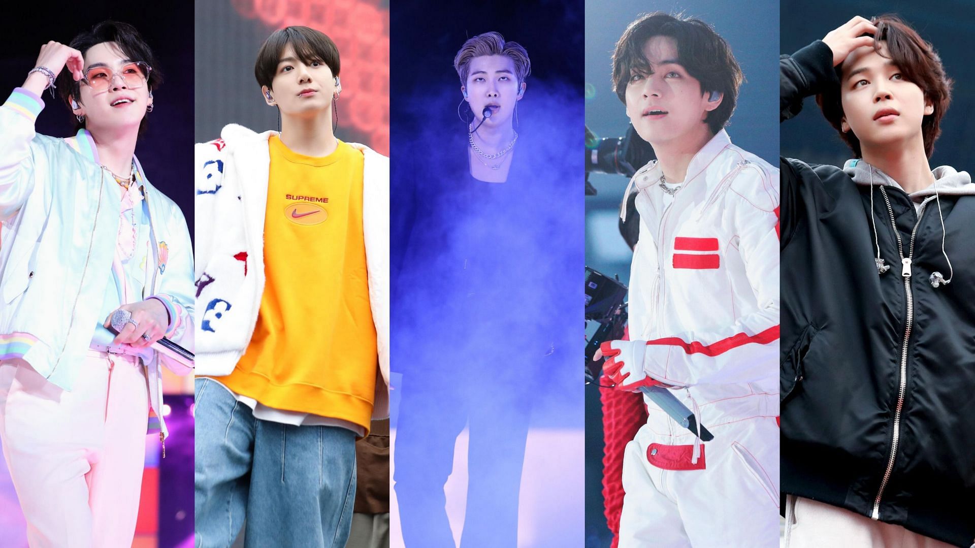 BTS members RM, V, Jungkook, Jimin, and Suga reach 80% completion of their military service (Images via Weverse/BTS)