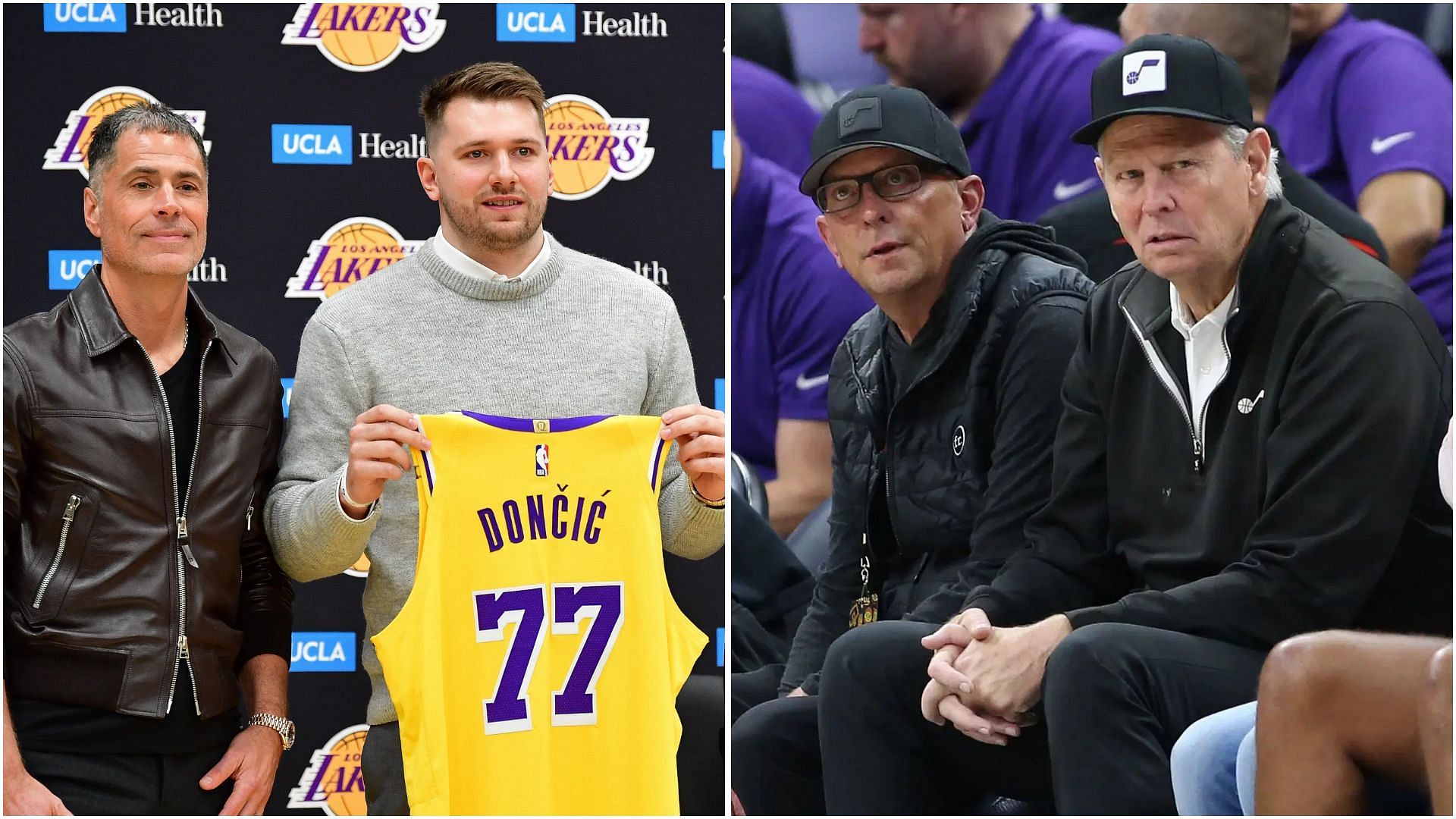 Utah Jazz GM reveals front office agreed with one aspect of Luka Doncic trade with counterpart Rob Pelinka. (Photos: IMAGN and GETTY)