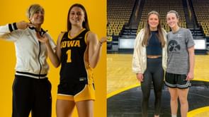 IN PICS: No. 1 2026 class prospect Kate Harpring strikes a pose with WNBA star Caitlin Clark during Iowa Hawkeyes visit