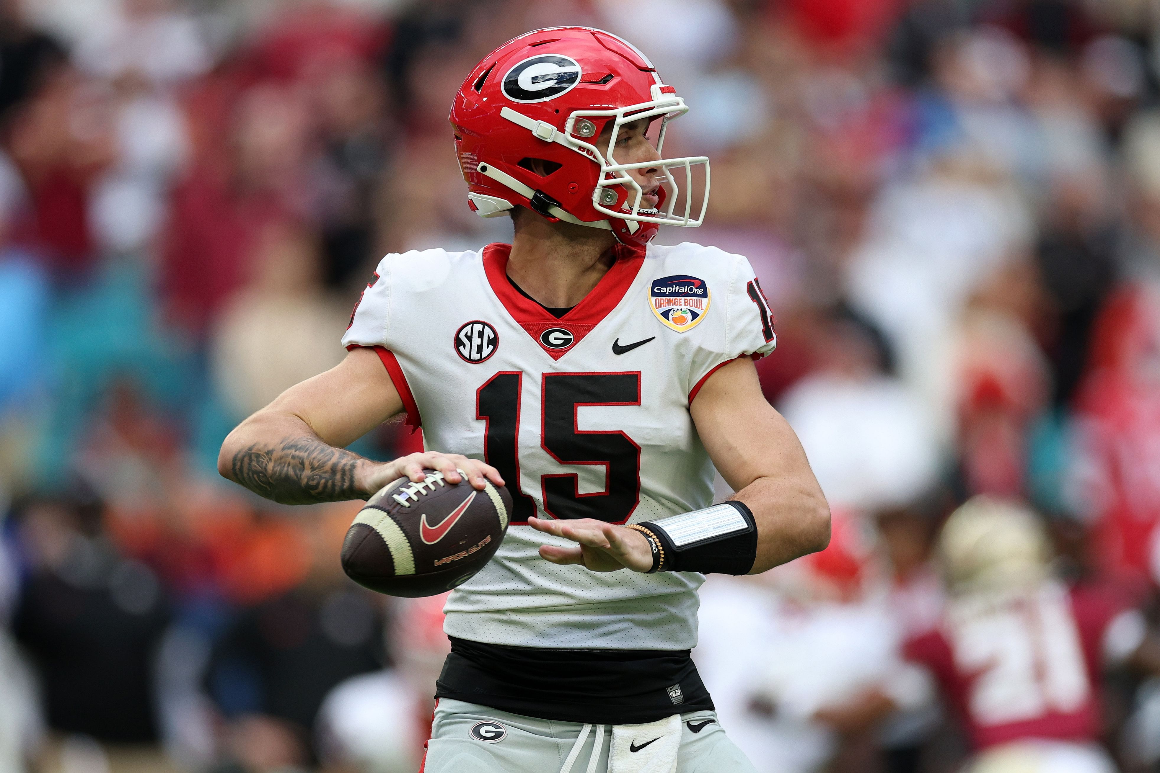 Former Georgia QB Carson Beck has transferred to Miami and will face Notre Dame to open 2025. (Credits: IMAGN)