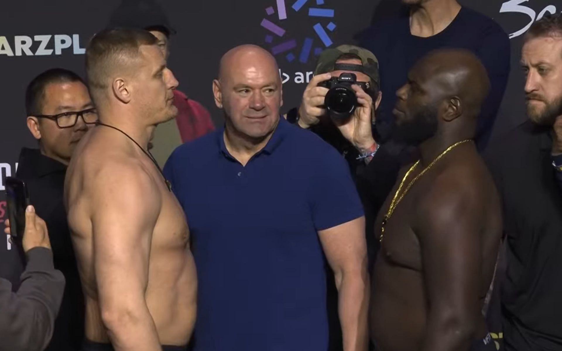 Sergei Pavlovich (left) will fight Jairzinho Rozenstruik (right) at UFC Saudi Arabia. [Image courtesy: UFC on YouTube]