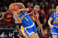 NCAA Womens Basketball: USC's JuJu Watkins (R) tussles with UCLA's Kiki Rice- Source: Imagn