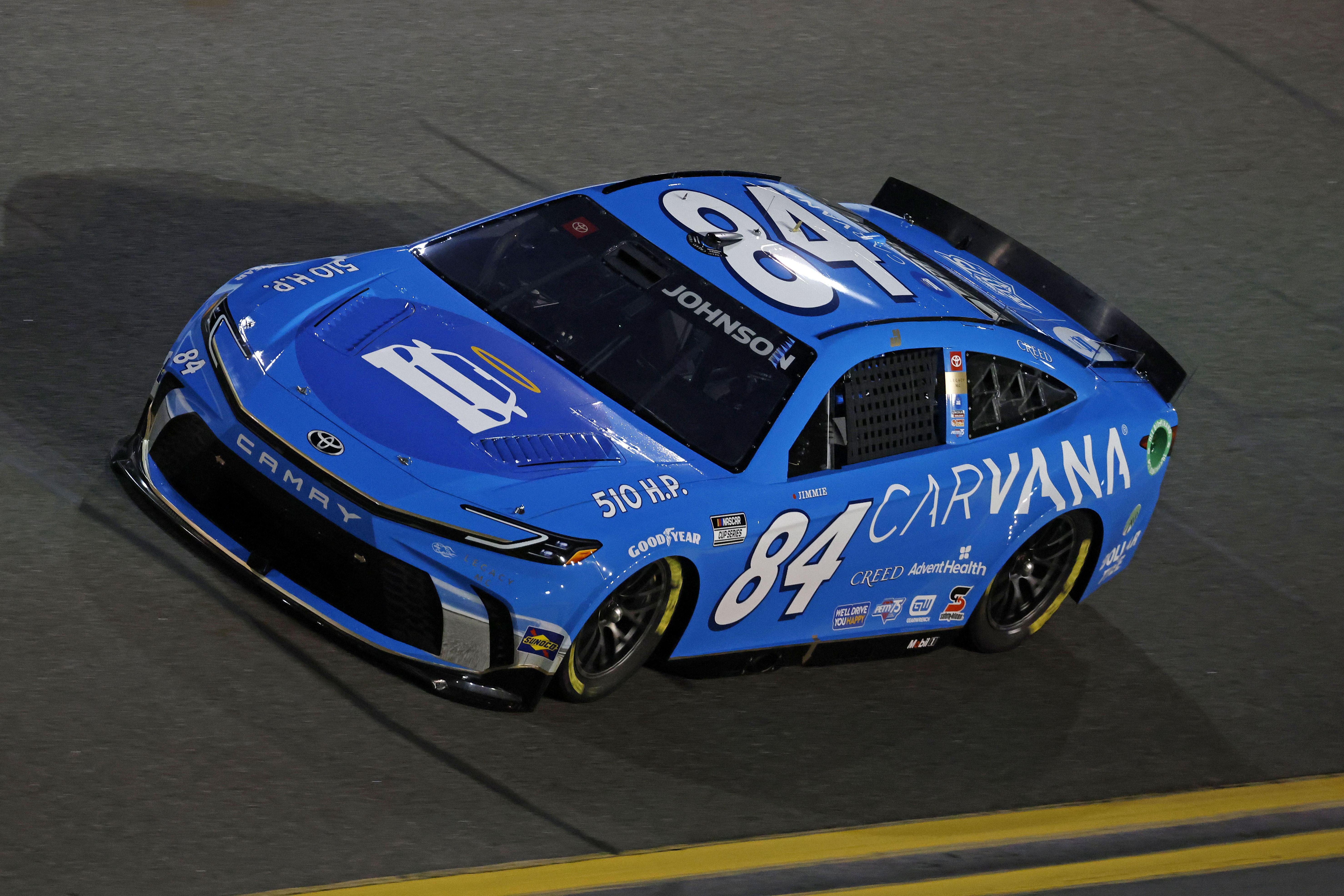 Jimmie Johnson (84) during qualifying for the Daytona 500 at Daytona International Speedway. - Source: Imagn