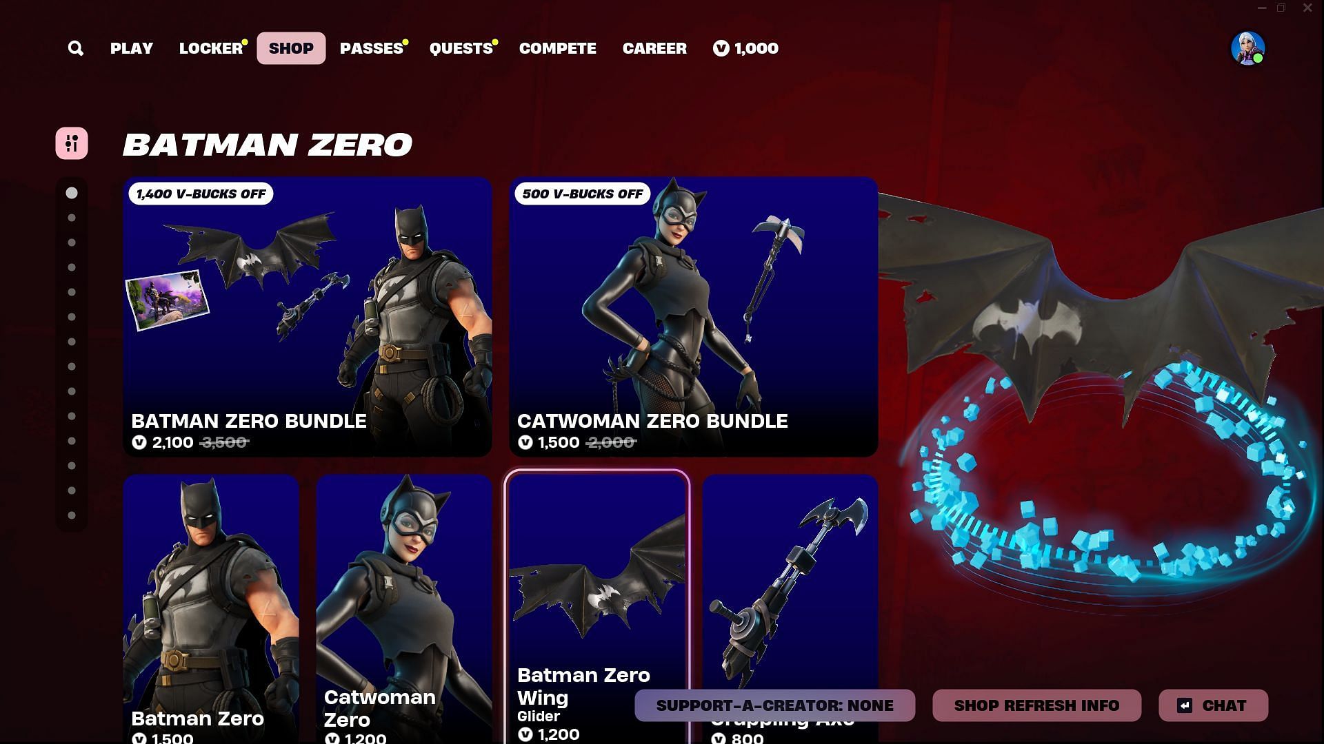 The Batman Zero skin in Fortnite can be purchased separately (Image via Epic Games)