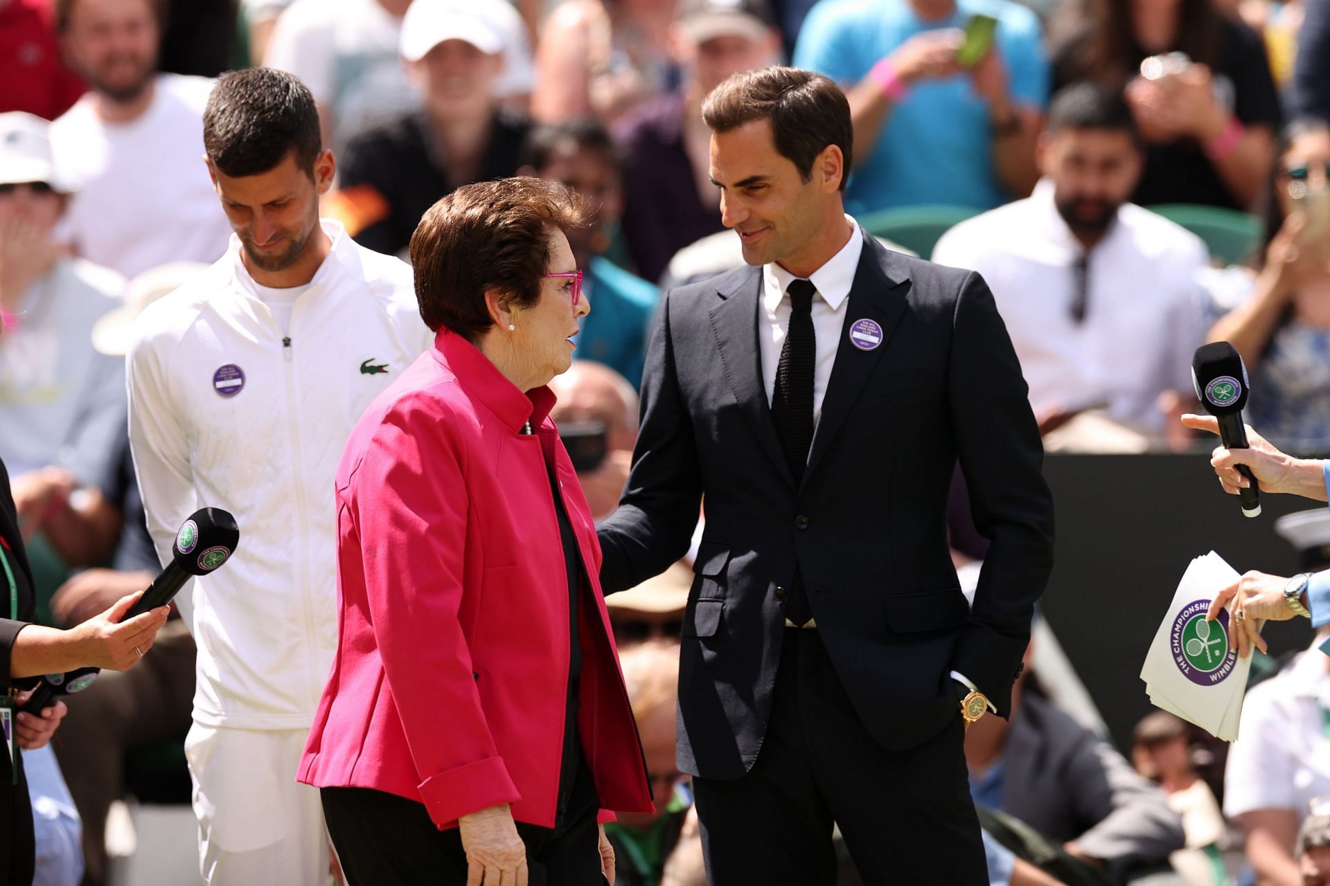 Roger Federer and Billie Jean King at the 2022 Wimbledon - Source: Getty