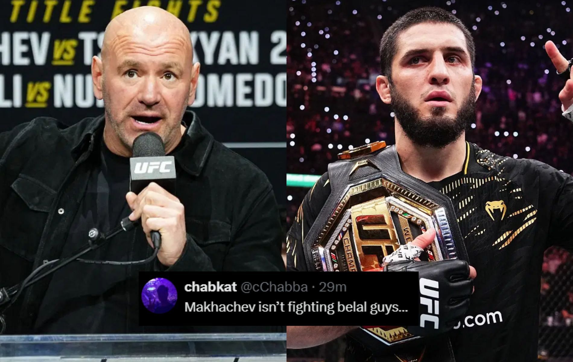 Fans react to Dana White hinting at negotiating a big fight for Islam Makhachev. [Image Courtesy: Getty Images]