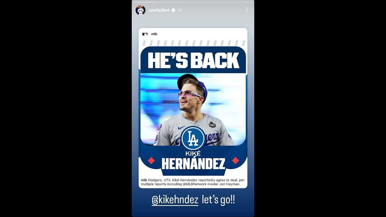 Screenshot of Blake Snell&#039;s Instagram story (Image from - Instagram.com/@snellzilla4 IG Stories)