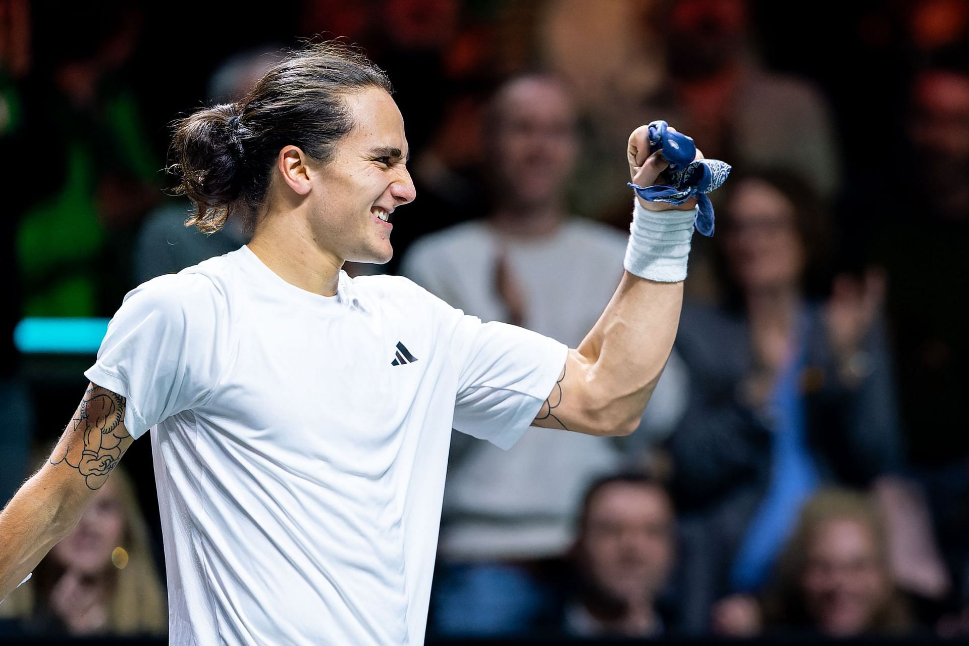 Bellucci pictured during match against Stefanos Tsitsipas at the 2025 ABN AMRO Open in Rotterdam - Image Source: Getty