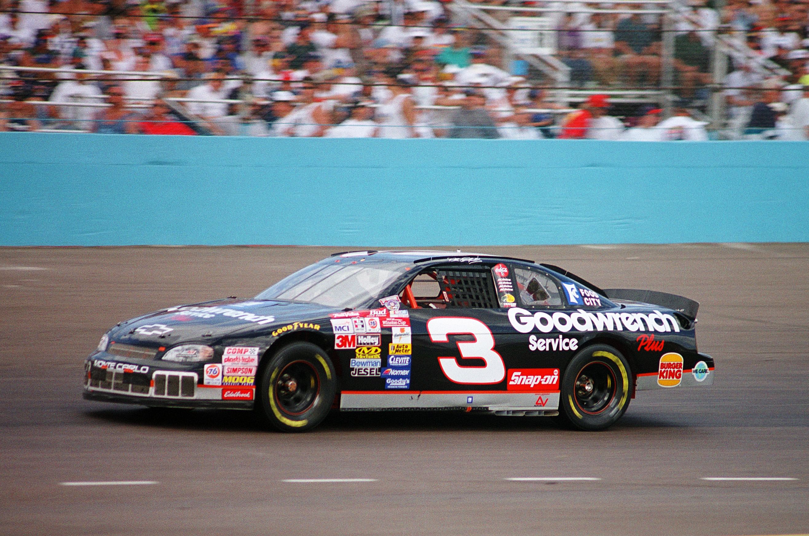 NASCAR Winston Cup Series driver Dale Earnhardt Sr (3) during the Dura Lube 500 at Phoenix International Raceway. Mandatory Credit: Mark J. Rebilas-Imagn Images