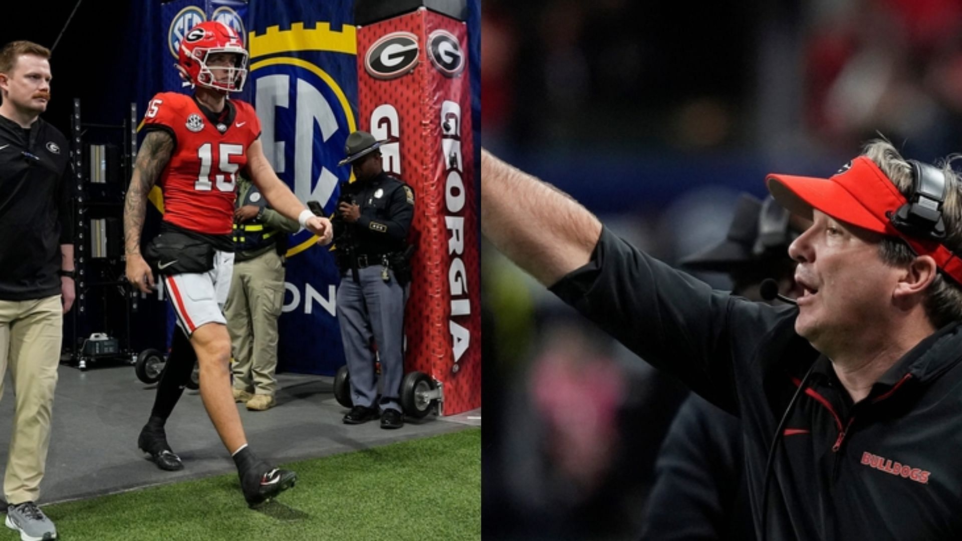 Georgia coach Kirby Smart and QB Carson Beck