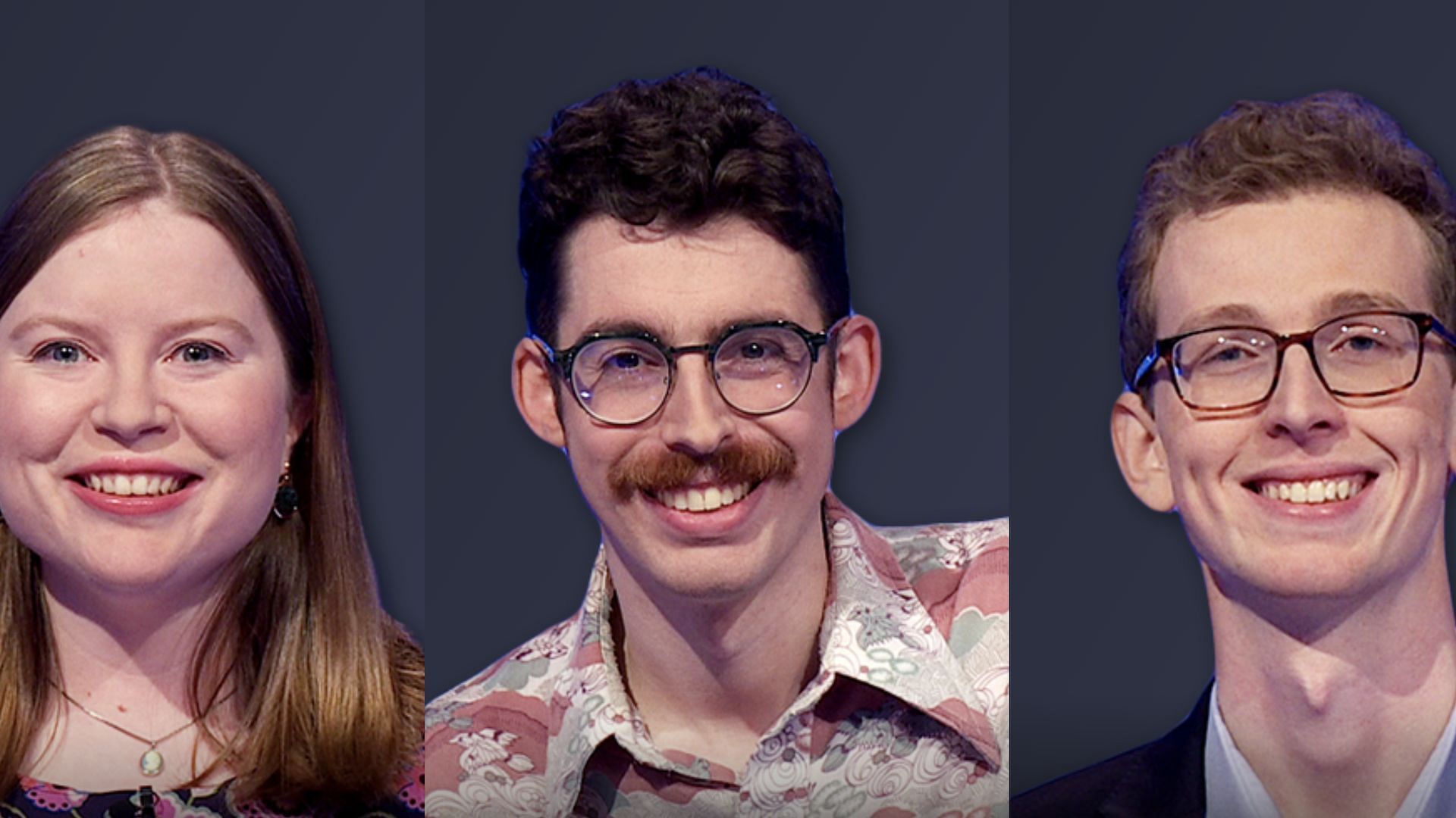 The three contestants for the upcoming round of Jeopardy! (Image via jeopardy.com)