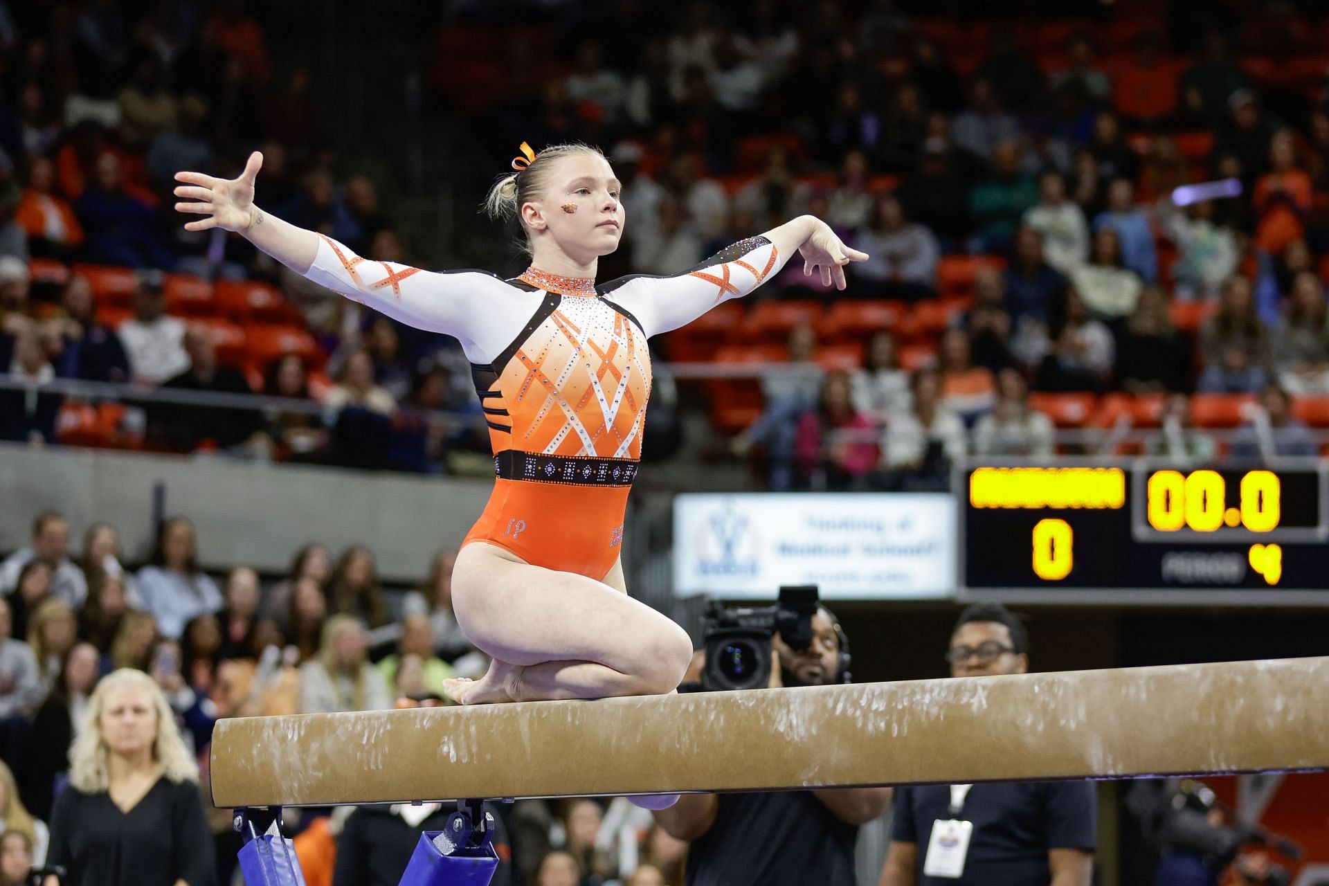 Carey during a meet against the Auburn Tigers (Photo by Stew Milne/Getty Images