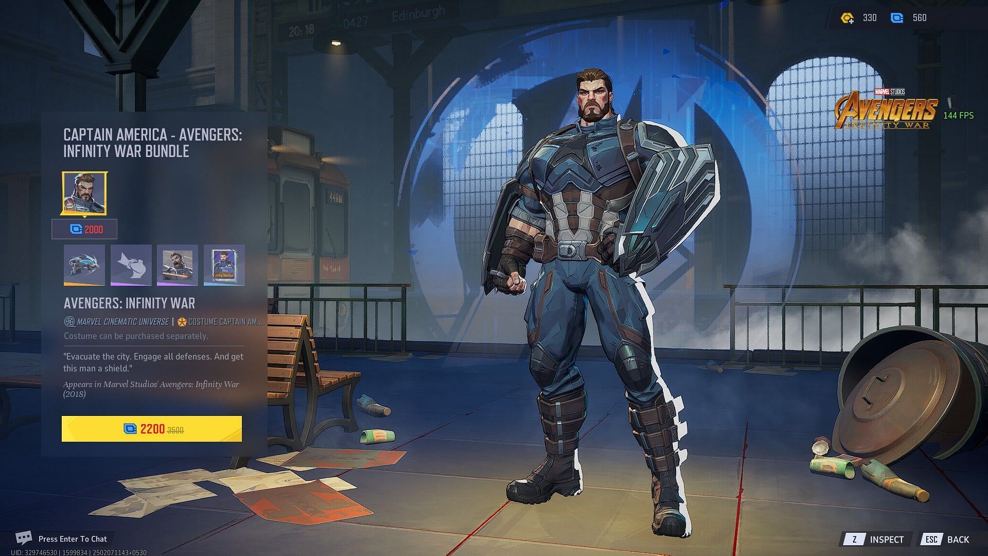 The MCU-themed Captain America Infinity War skin in Marvel Rivals (Image via NetEase Games)