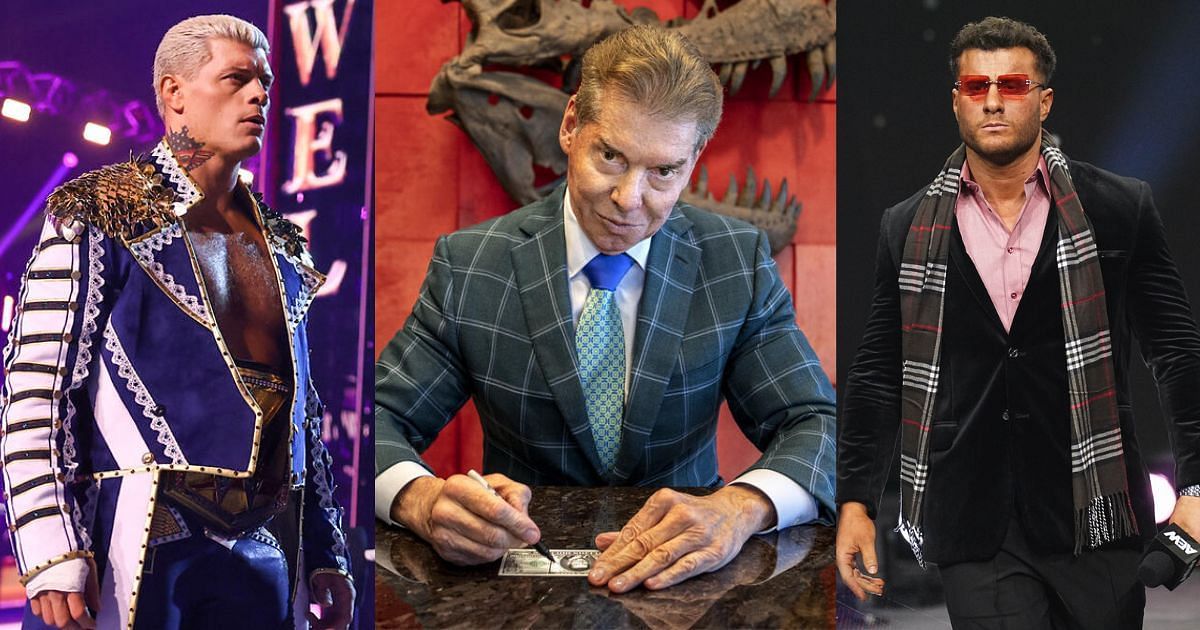 Cody Rhodes (left), Vince McMahon (middle) and MJF (right) [Source: WWE and AEW gallery]