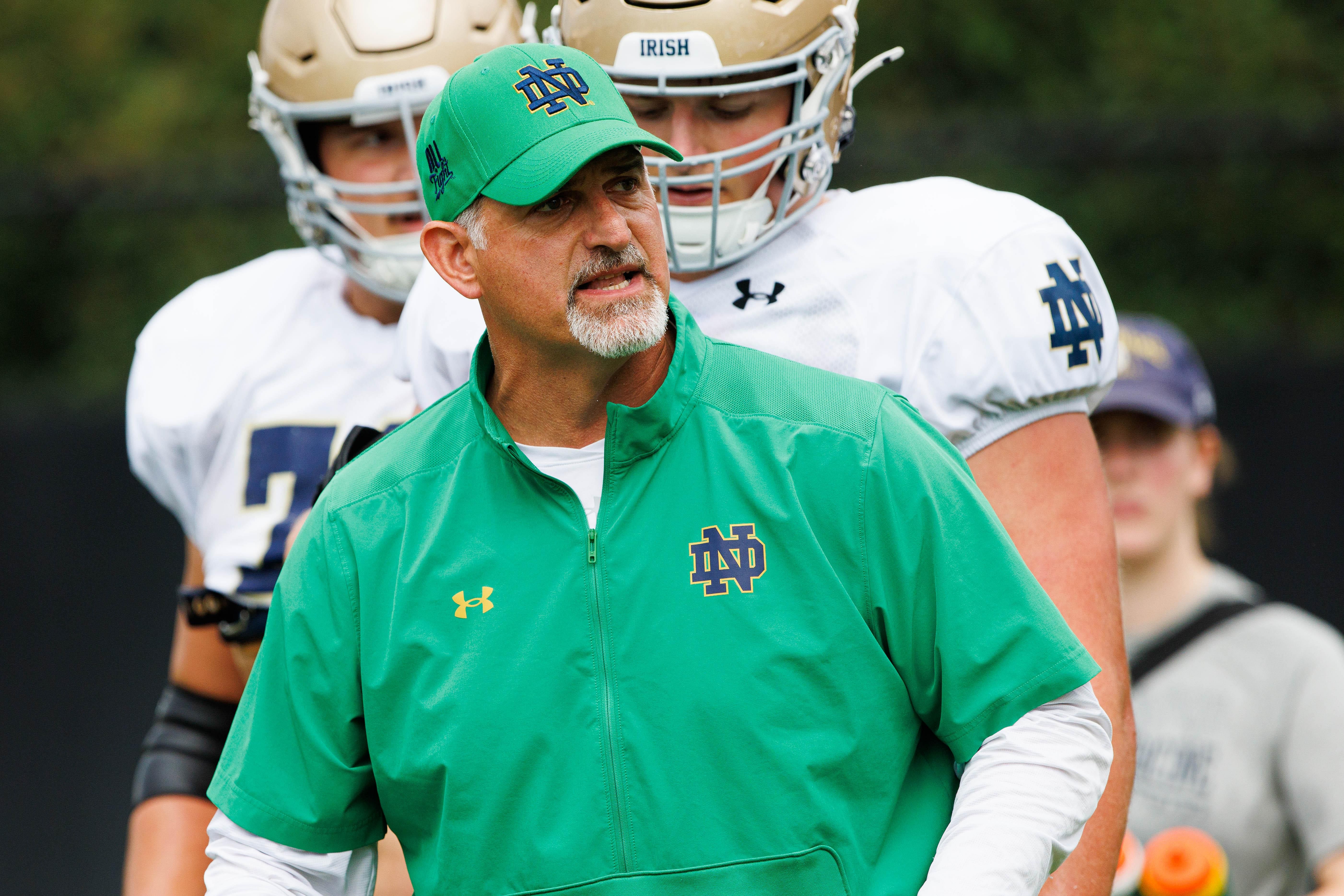 Notre Dame offensive lineman coach Joe Rudolph - Source: Imagn