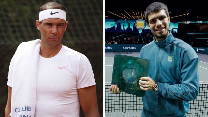 Carlos Alcaraz ties Rafael Nadal's career indoor hardcourt titles tally at the age of just 21 with Rotterdam 2025 win