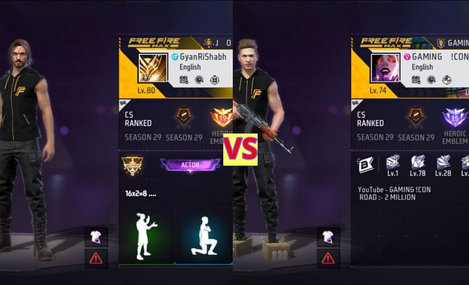 Gyan Rishabh vs Gaming iCON: किसके Free Fire MAX में बेहतर क्लैश स्क्वाड स्टैट्स हैं?