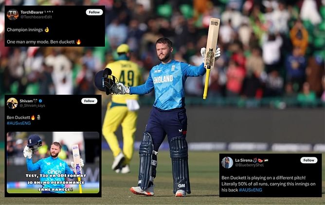 "One man army mode" - Fans erupt as Ben Duckett smashes record-breaking ton in AUS vs ENG 2025 Champions Trophy clash