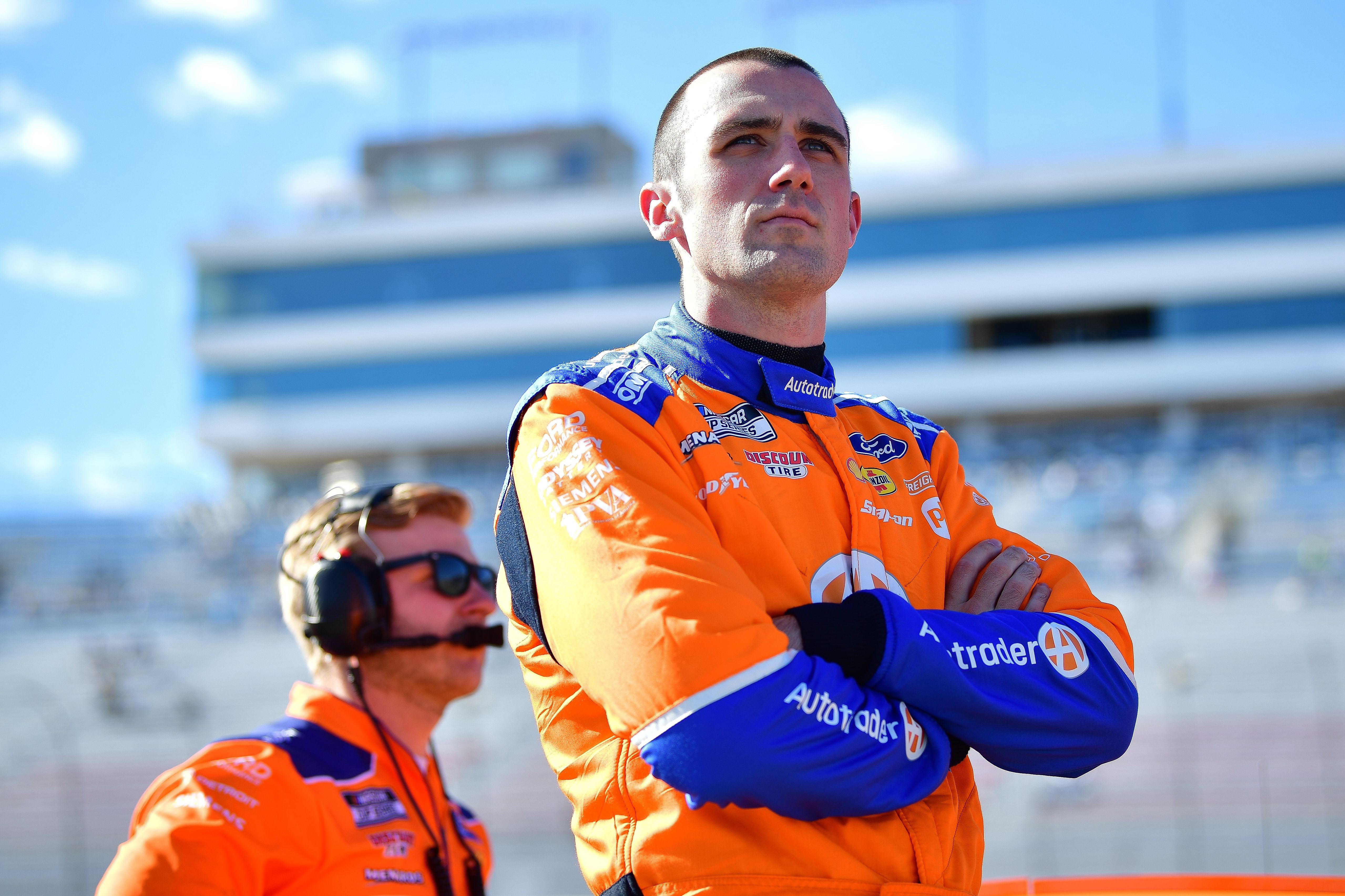 Oct 19, 2024; Las Vegas, Nevada, USA; NASCAR Cup Series driver Austin Cindric (2) during qualifying for the South Point 400 at Las Vegas Motor Speedway. Mandatory Credit: Gary A. Vasquez-Imagn Images - Source: Imagn