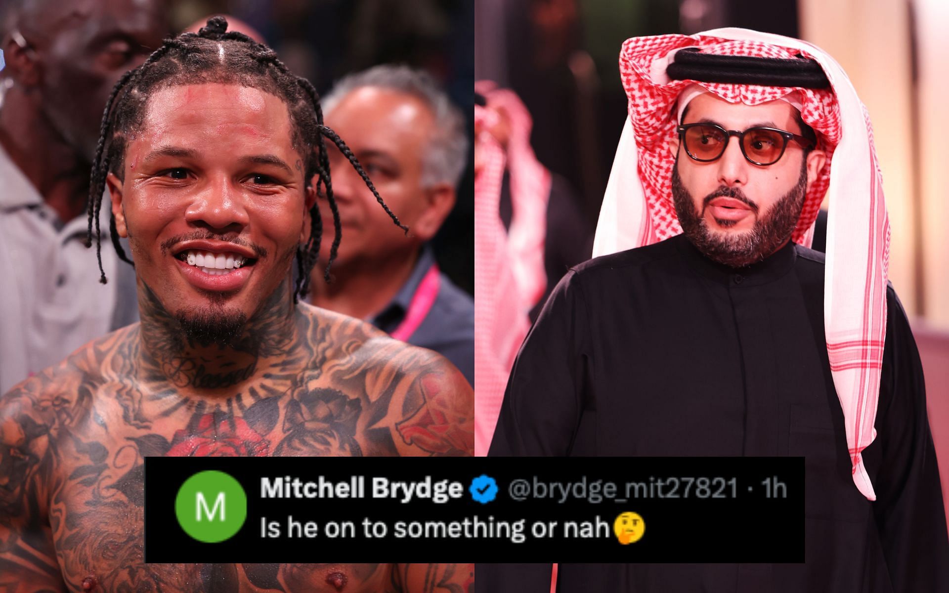 Fans on Gervonta Davis (left) accusing boxers of selling out to Turki Alalshikh (right). [Image courtesy: Getty Images]