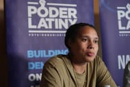 WNBA player Brittney Griner joins Poder Latinx to promote “Cabalgata to the Polls,” a horseback riding event and live Banda music to celebrate National Vote Early Day. Photo Crdit: Imagn