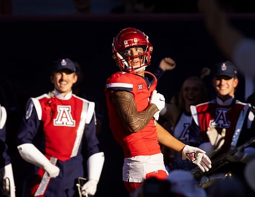 Tetairoa McMillan (4) celebrates a touchdown - Source: Imagn