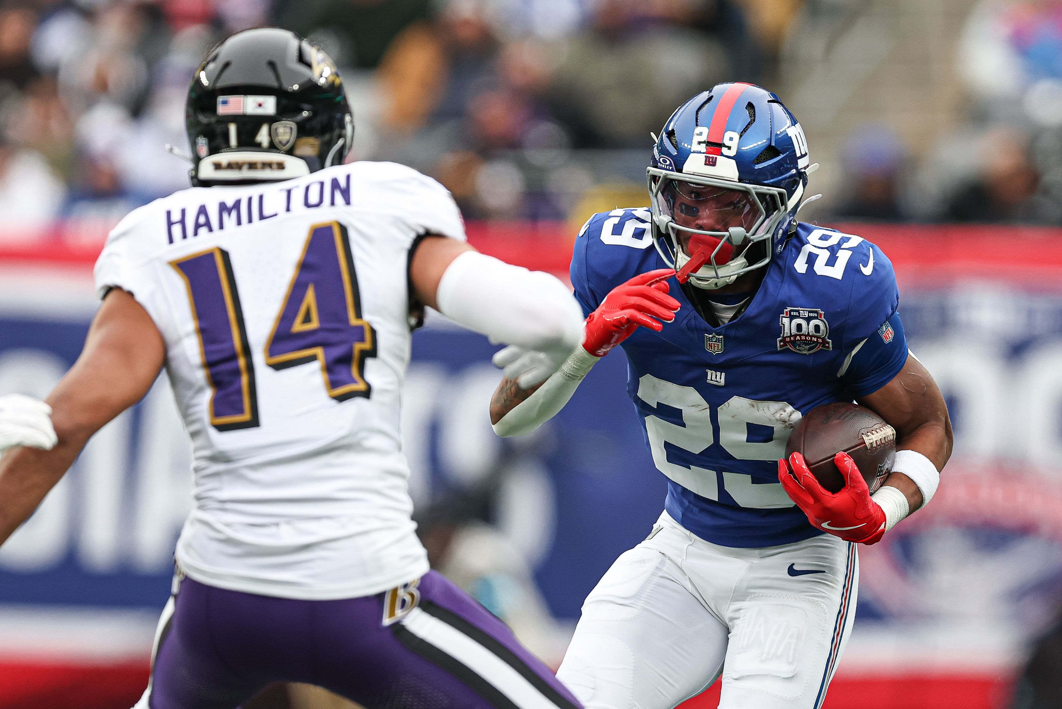 Baltimore Ravens safety Kyle Hamilton (14) in action during an NFL game. (Credits: IMAGN)