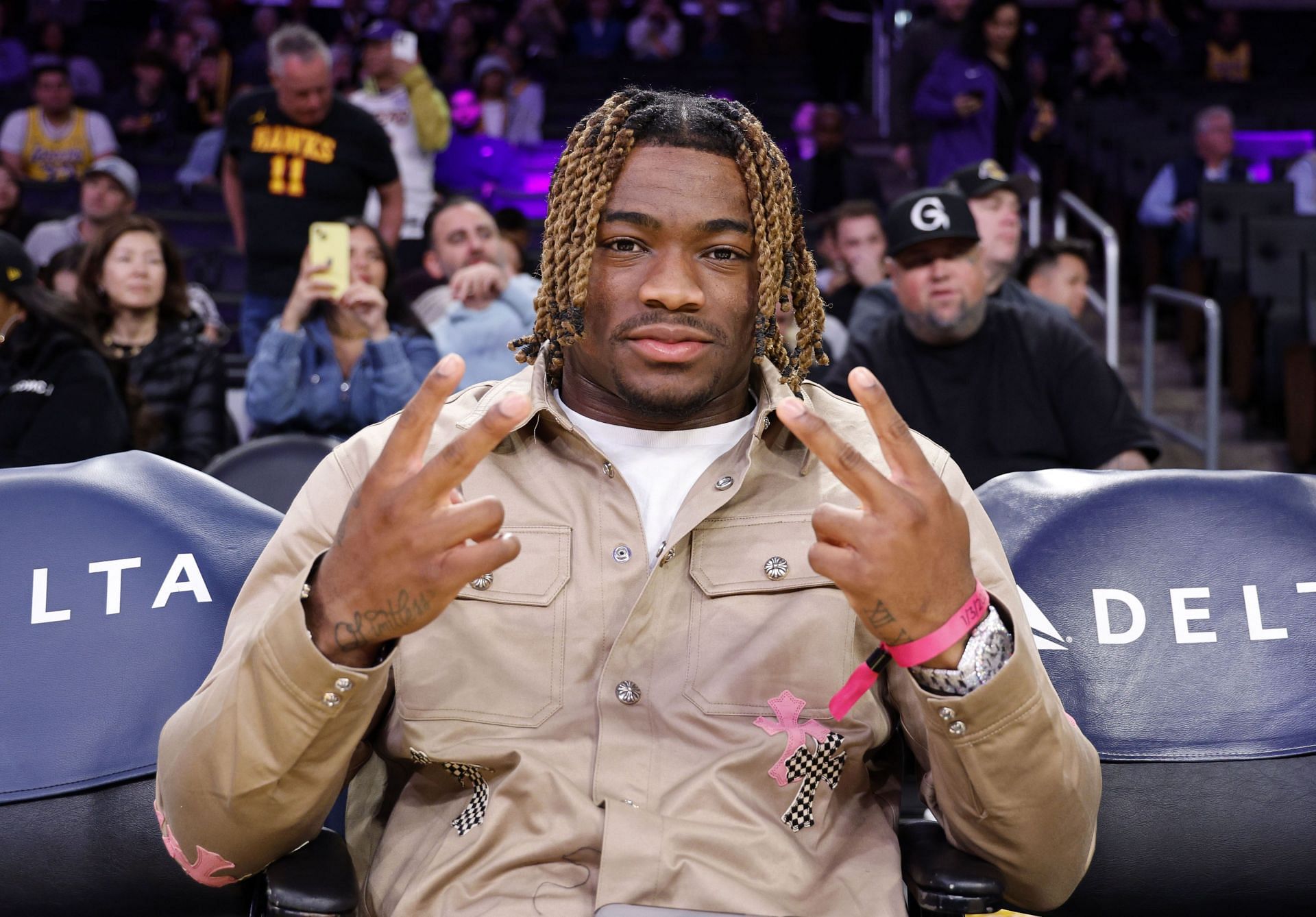 Celebrities At The Los Angeles Lakers Game - Source: Getty