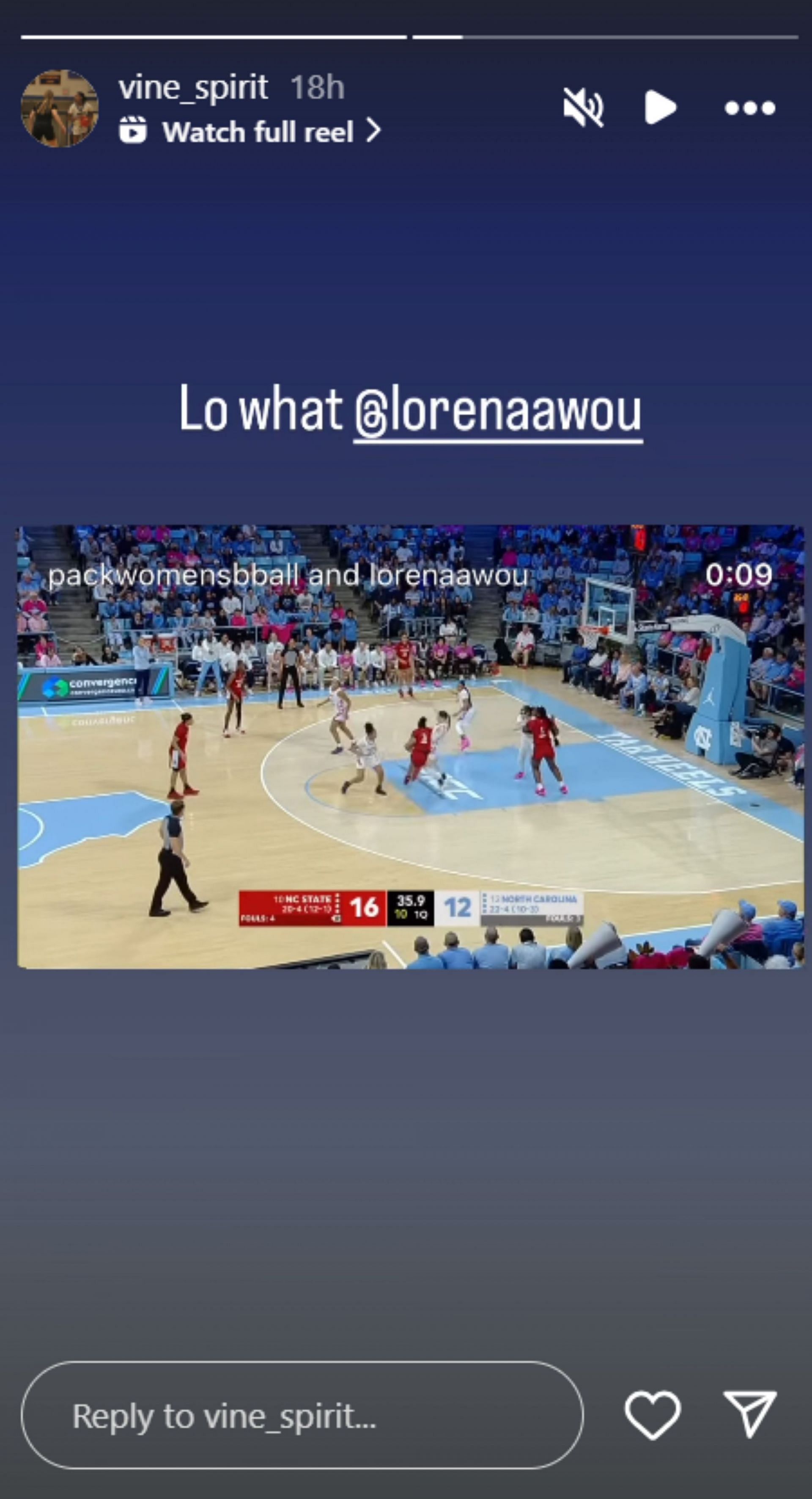 LSU signee Divine Bourrage shares 2-word reaction to NC State hooper Lorena Awou&#039;s amazing bucket moment (Image: IG/vine_spirit)