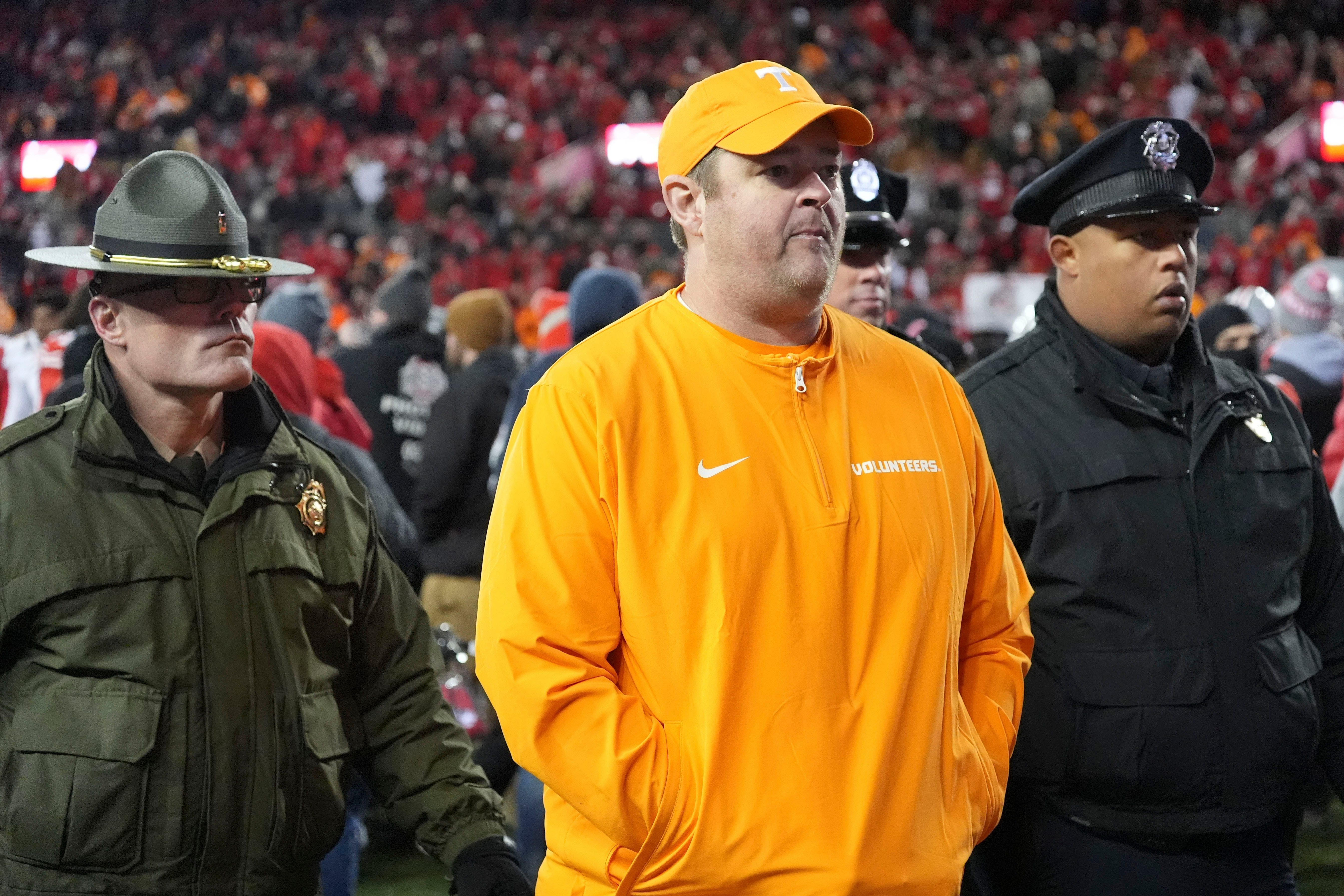 Josh Heupel walks off the field after the loss to Ohio State - Source: Imagn