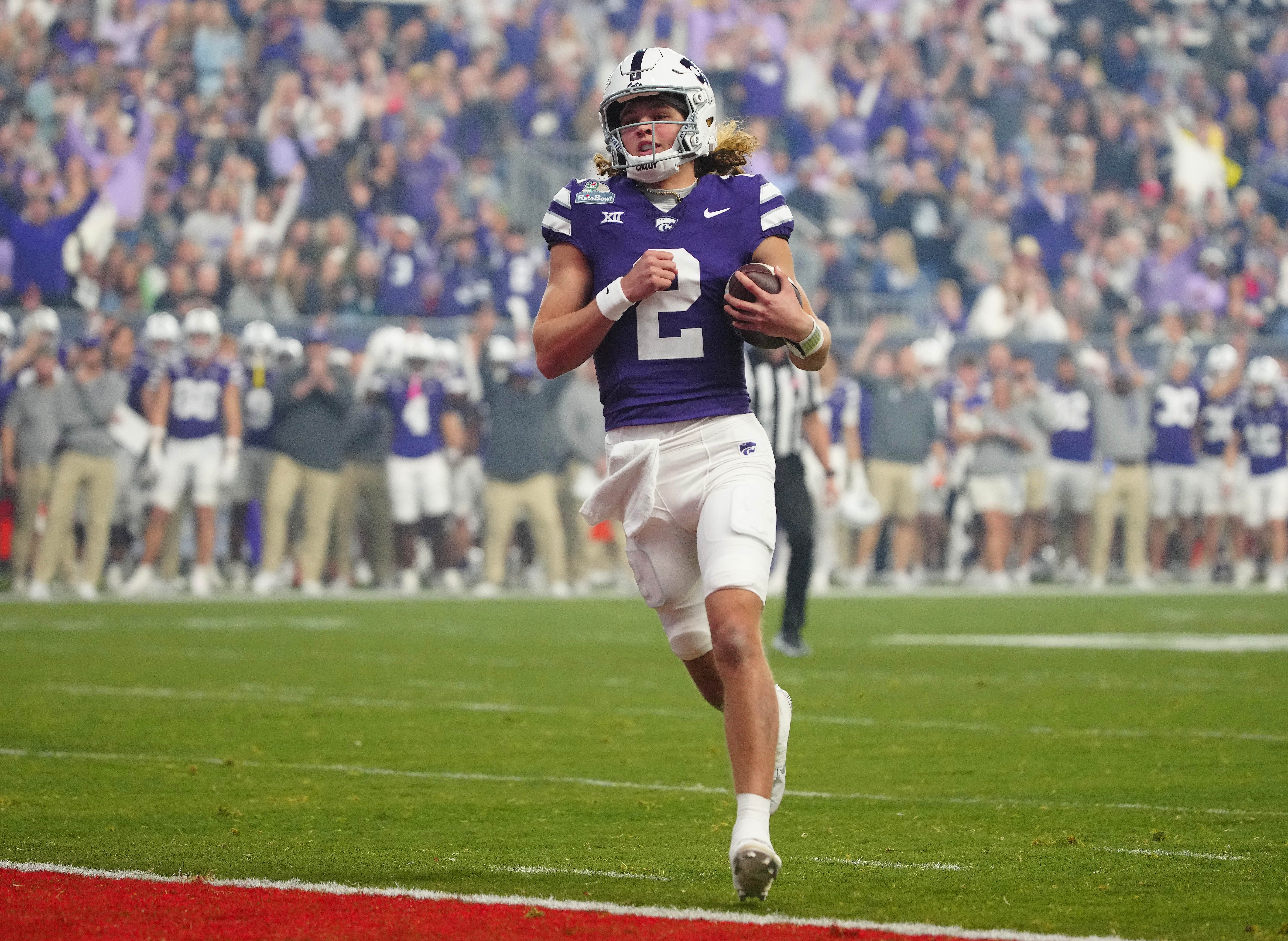 Kansas State Dual-Threat QB Avery Johnson will return in 2025 and could make his team a tough matchup for Colorado. (Photo Credit: IMAGN)