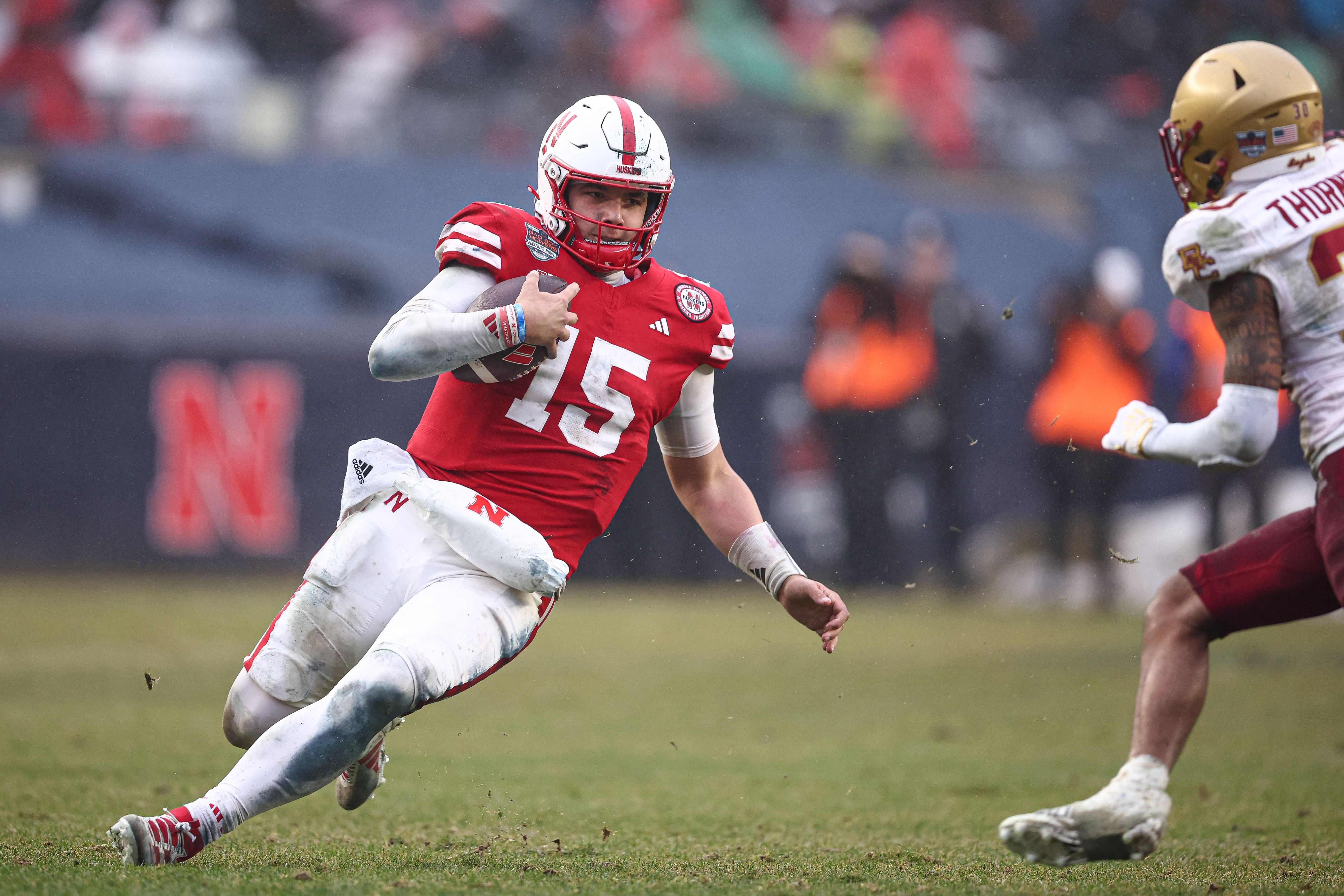 QB Dylan Raiola in action for Nebraska Cornhuskers in the Pinstripe Bowl. (Credits: IMAGN)