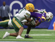 Keaton Thomas is a tackling machine for Baylor. - Source: Imagn