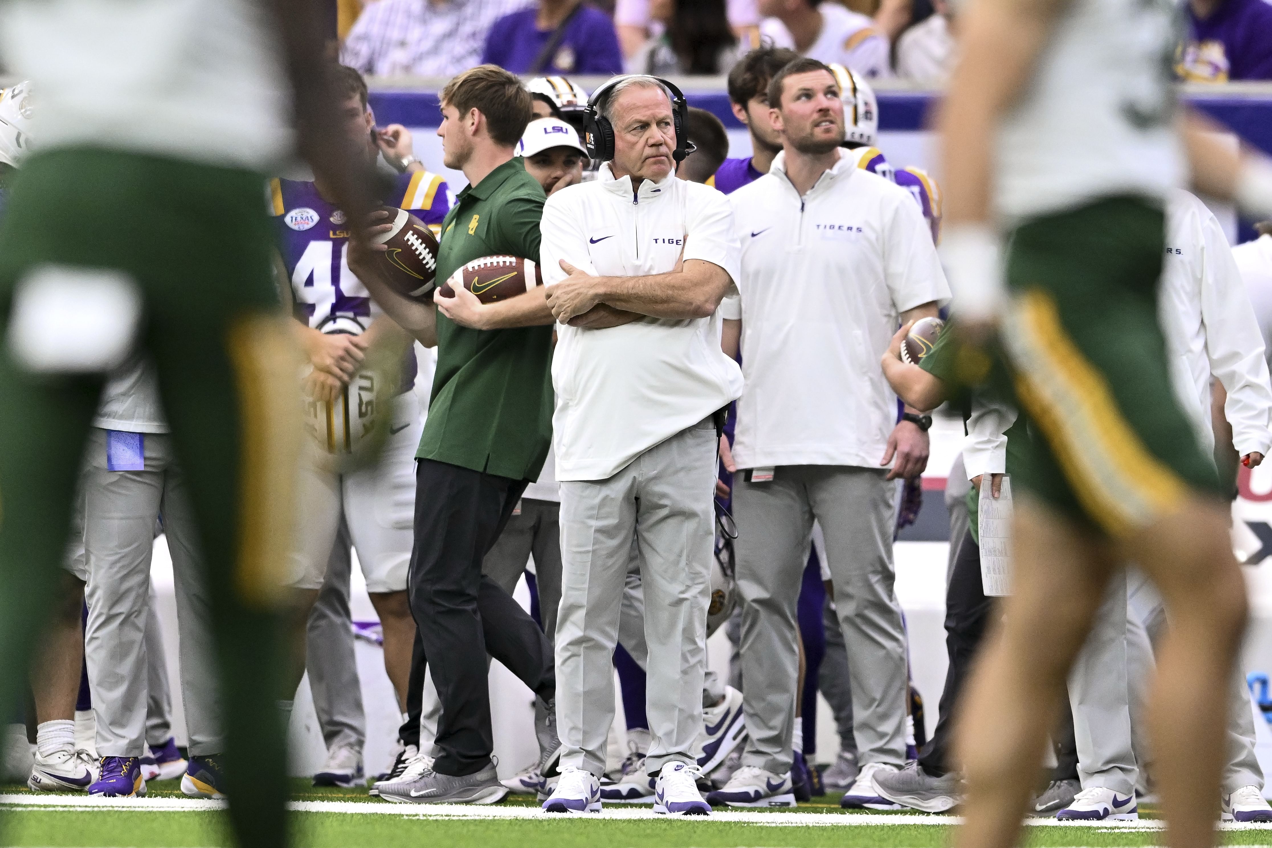 Brian Kelly looks on during the first quarter against the Baylor Bears - Source: Imagn