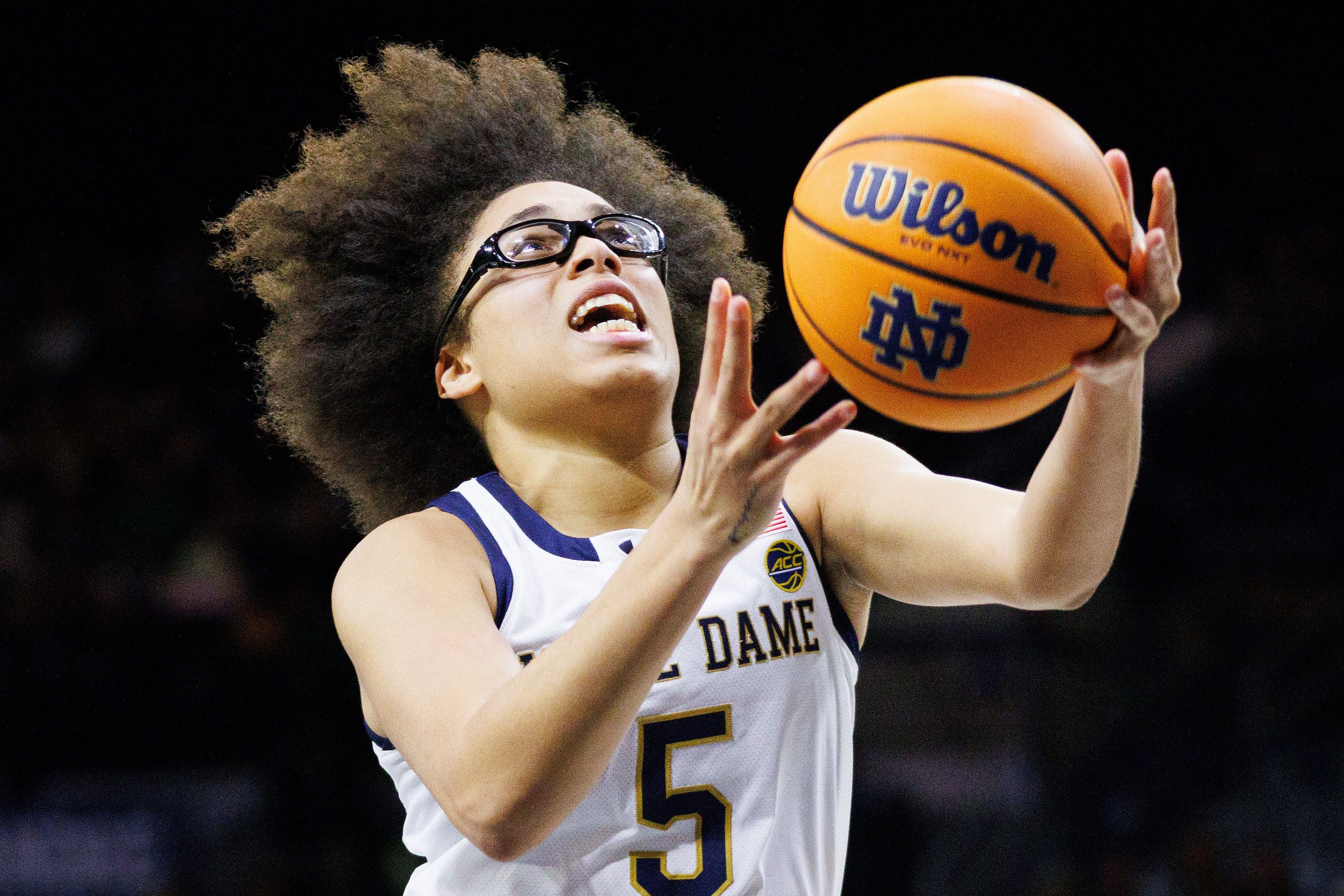 Notre Dame guard Olivia Miles in action against SMU at Purcell Pavilion on Jan. 19, 2025, in South Bend. Photo: Imagn