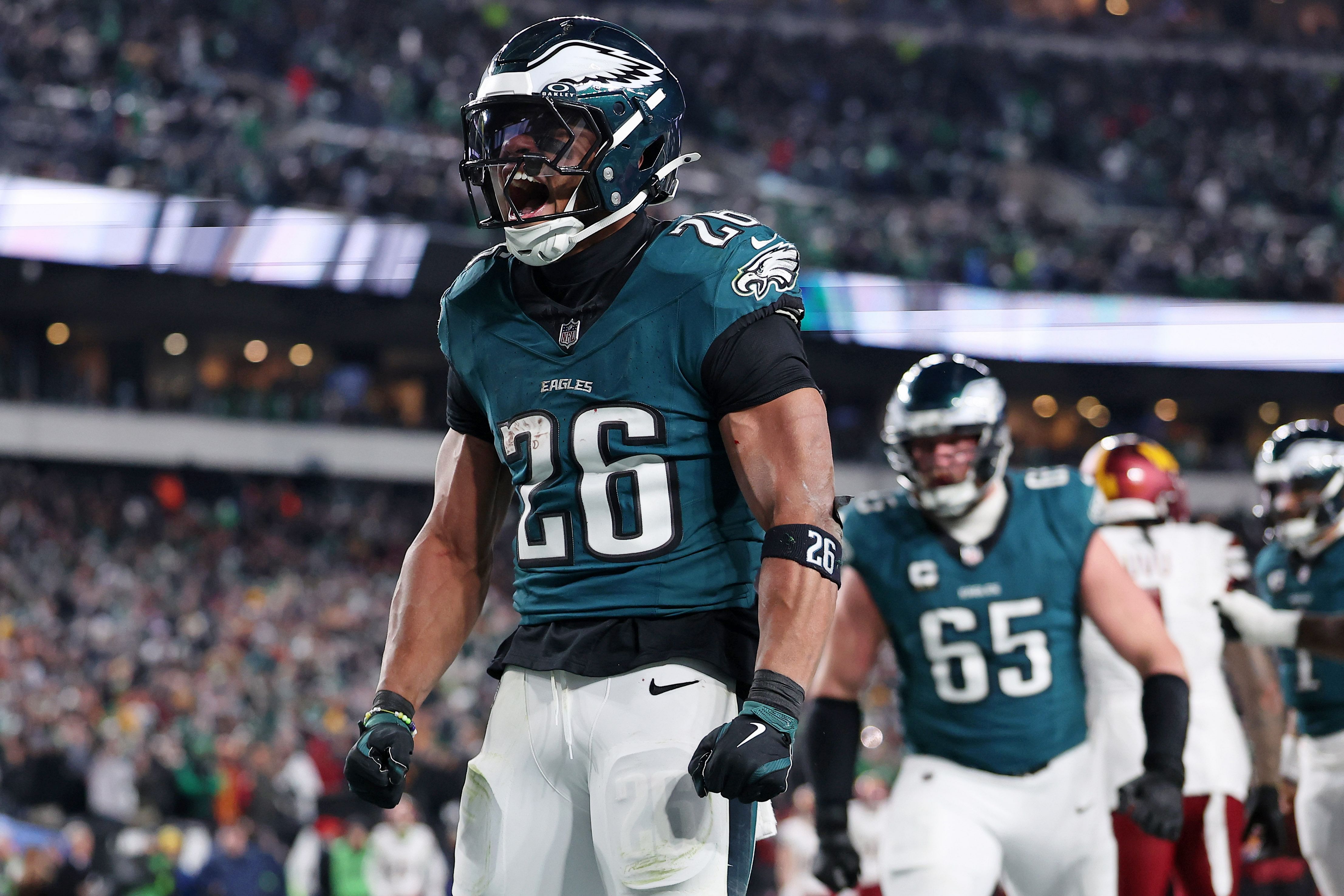 Saquon Barkley at NFC Championship-Washington Commanders at Philadelphia Eagles - Source: Imagn