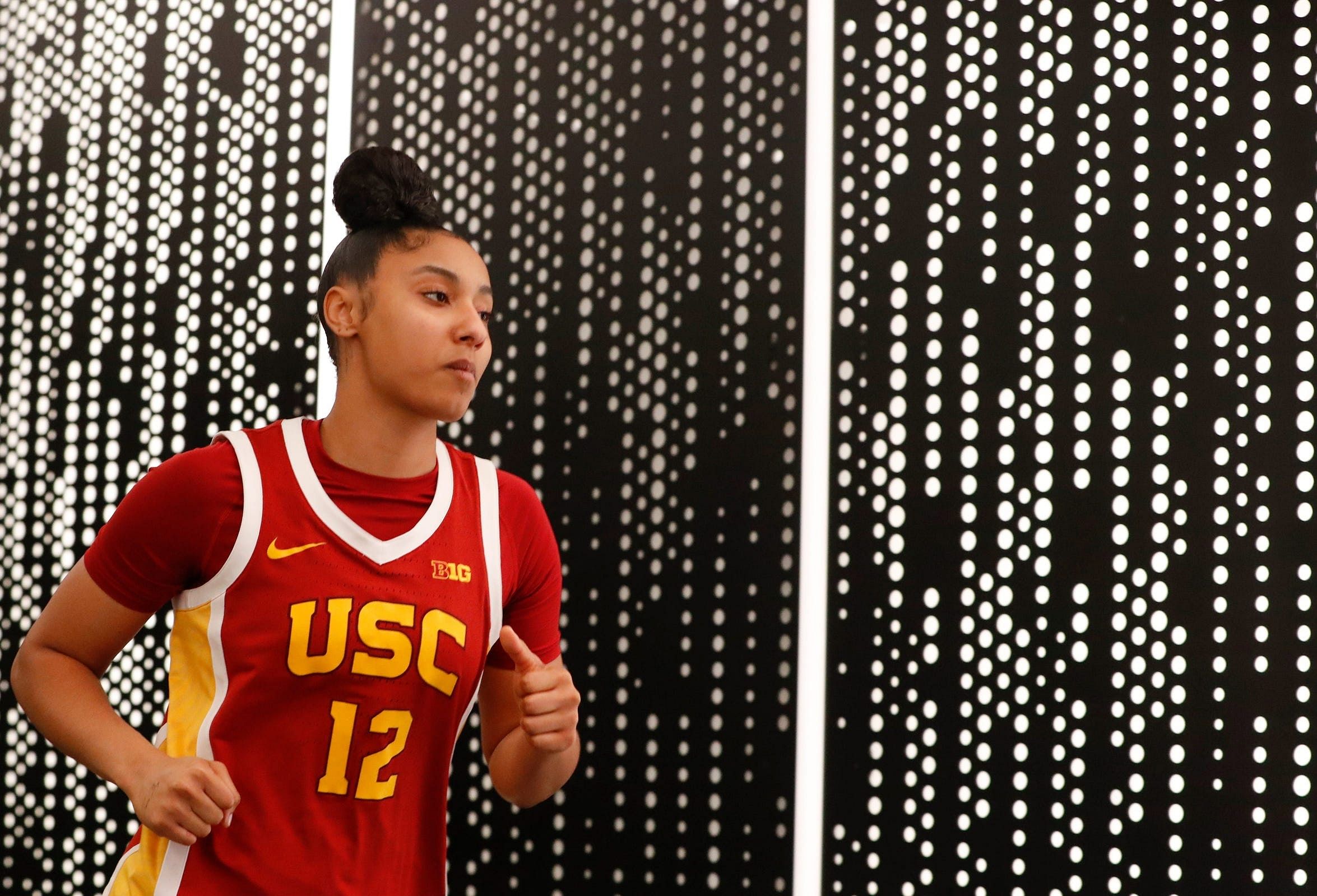 USC Trojans guard JuJu Watkins takes to the court on Jan. 22, 2025, ahead a game against the Purdue Boilermakers. Photo Credit: Imagn