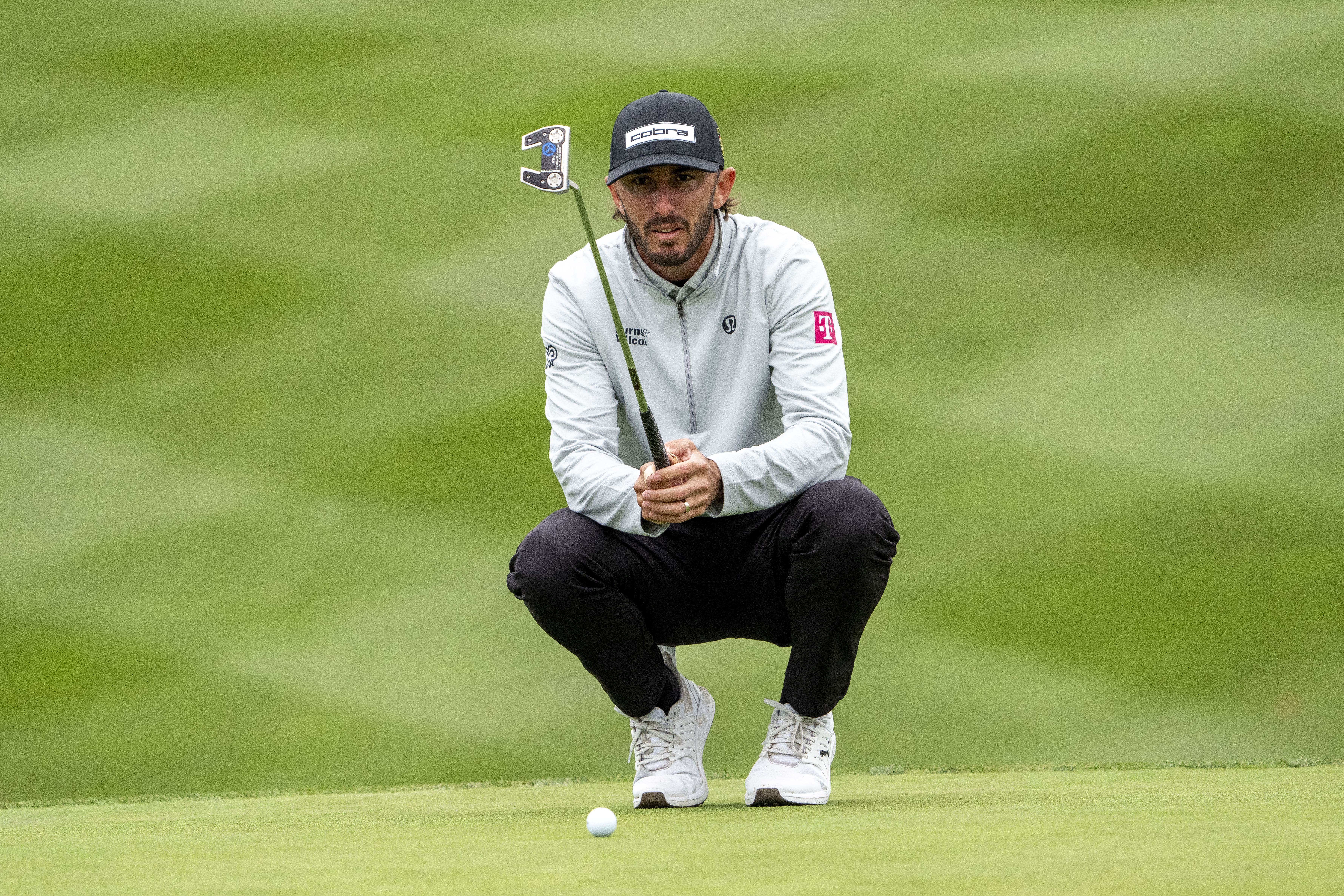 Max Homa lines up his putt on the 18th hole during the second round of the AT&amp;T Pebble Beach Pro-Am (ImageSource: Imagn)