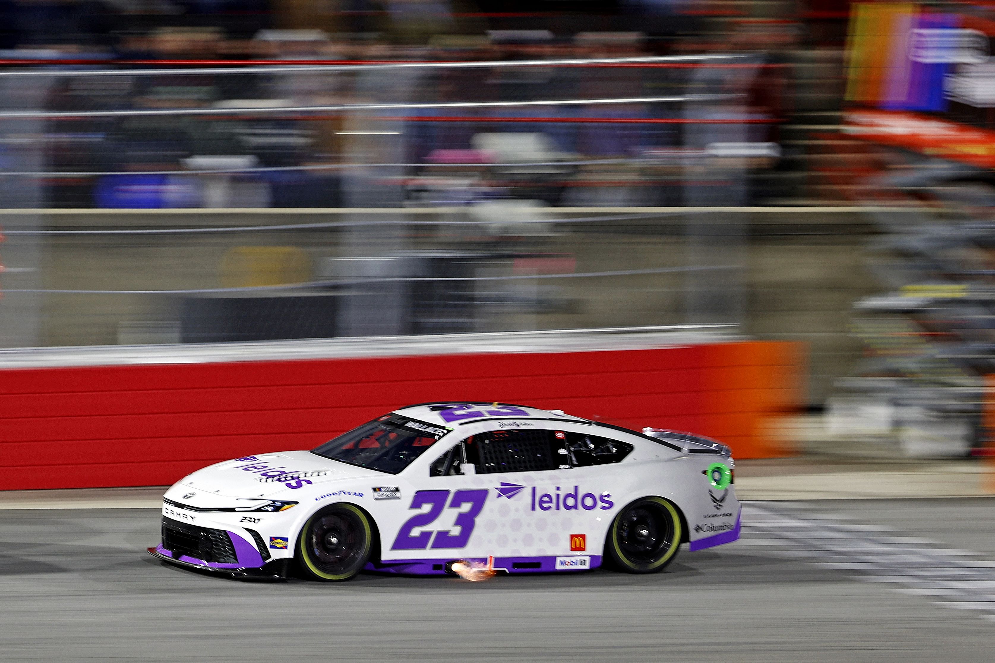 Bubba Wallace (23) during practice for the Clash at Bowman Gray at Bowman Gray Stadium. Mandatory Credit: Peter Casey-Imagn Images