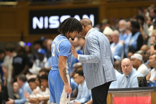 Hubert Davis coaching in Saturday's loss to Duke. - Source: Zachary Taft, Imagn