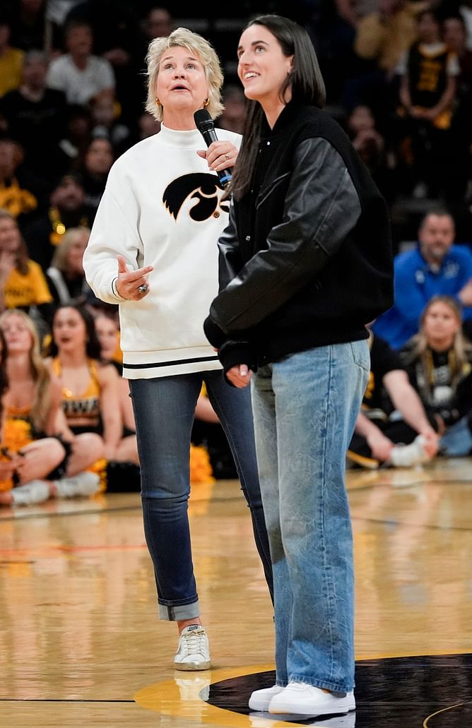 Ex-Iowa HC Lisa Bluder talks about manifestation shared with Caitlin Clark while looking at other Hawkeyes legends’ retired jerseys